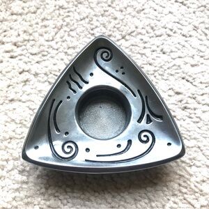 Lenox Modern Triangular Metal Tealight Candle Holder with Swirl Design